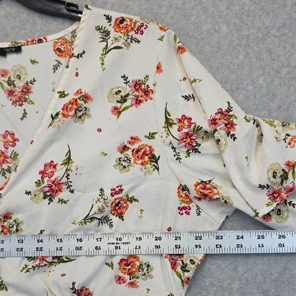 New Glory Plus Size Floral Tunic Top 2X White Button Front Boho - Picture 6 of 13